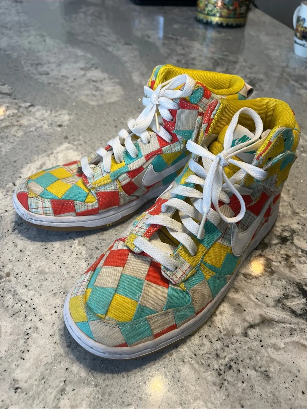 Vintage 2010 Nike Dunk High Skinny Patchwork Multi-Color EU 40 - Picture 9 of 9